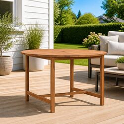 Garden Dining Table Round Ø110cm Solid Teak Wood Outdoor Furniture Patio