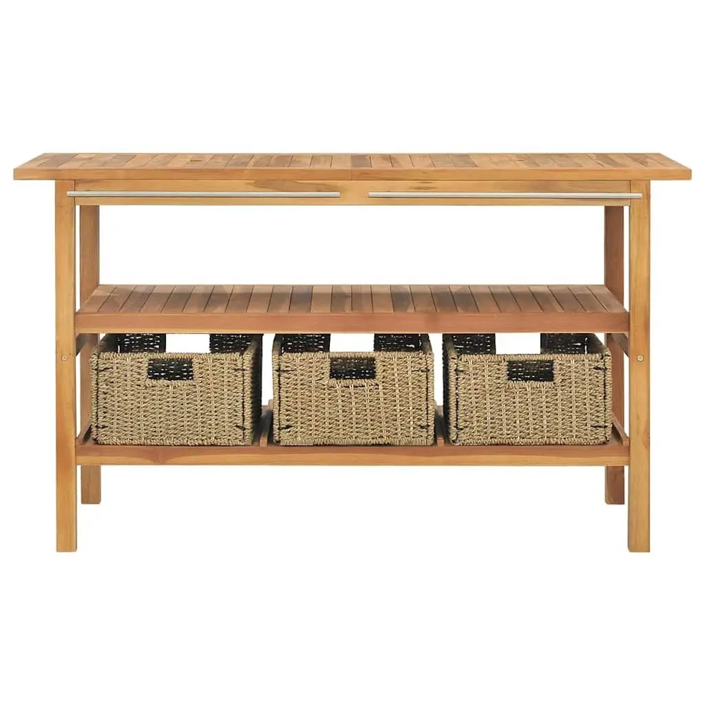 Bathroom Vanity Cabinet for Bathroom with 3 Seagrass Baskets Brown