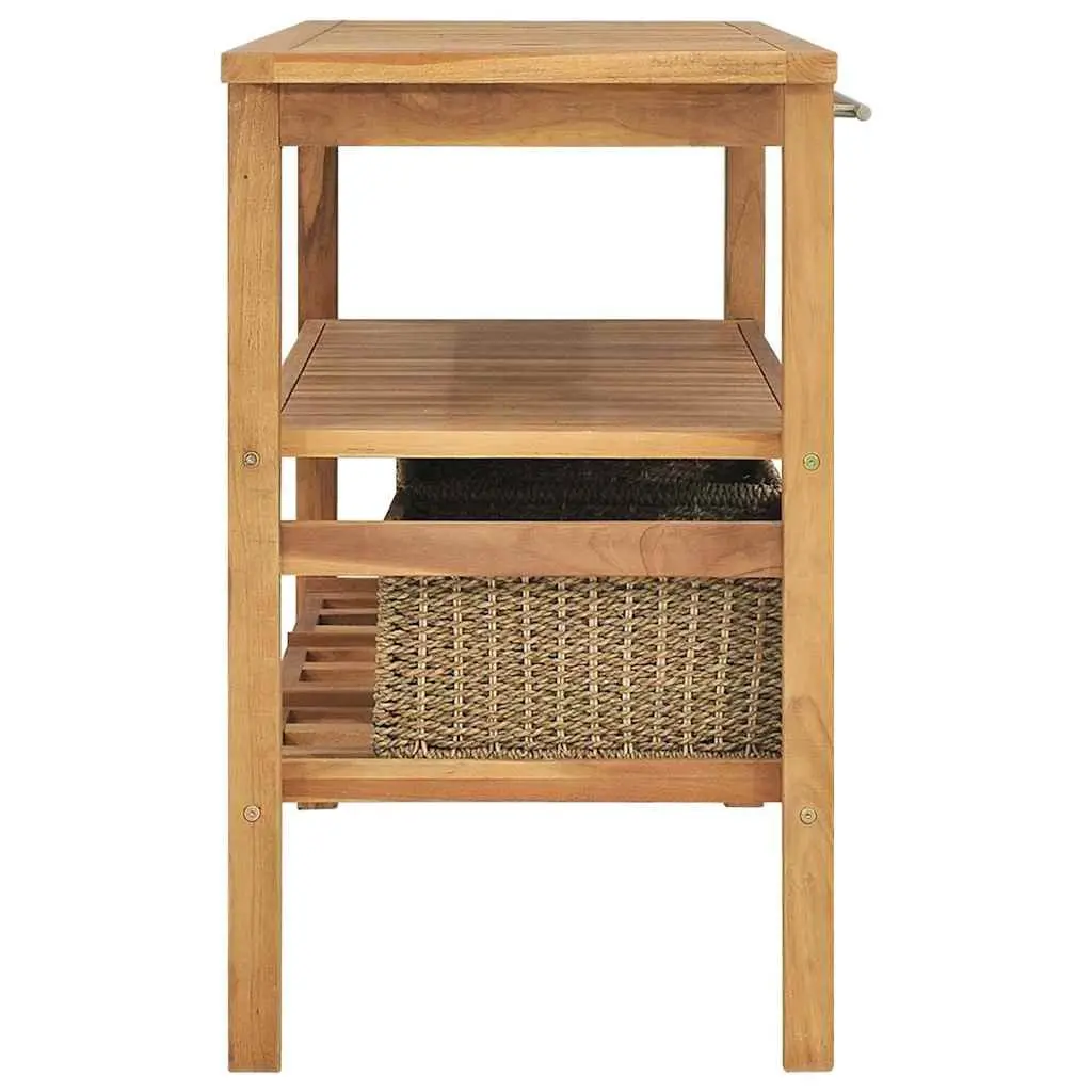 Bathroom Vanity Cabinet for Bathroom with 3 Seagrass Baskets Brown