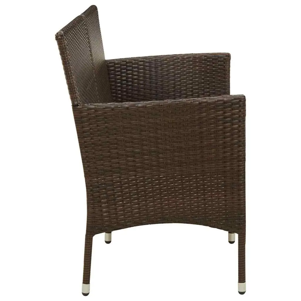 Outdoor Sofa 3-Seater Patio Garden Furniture Brown Poly Rattan with Cushions