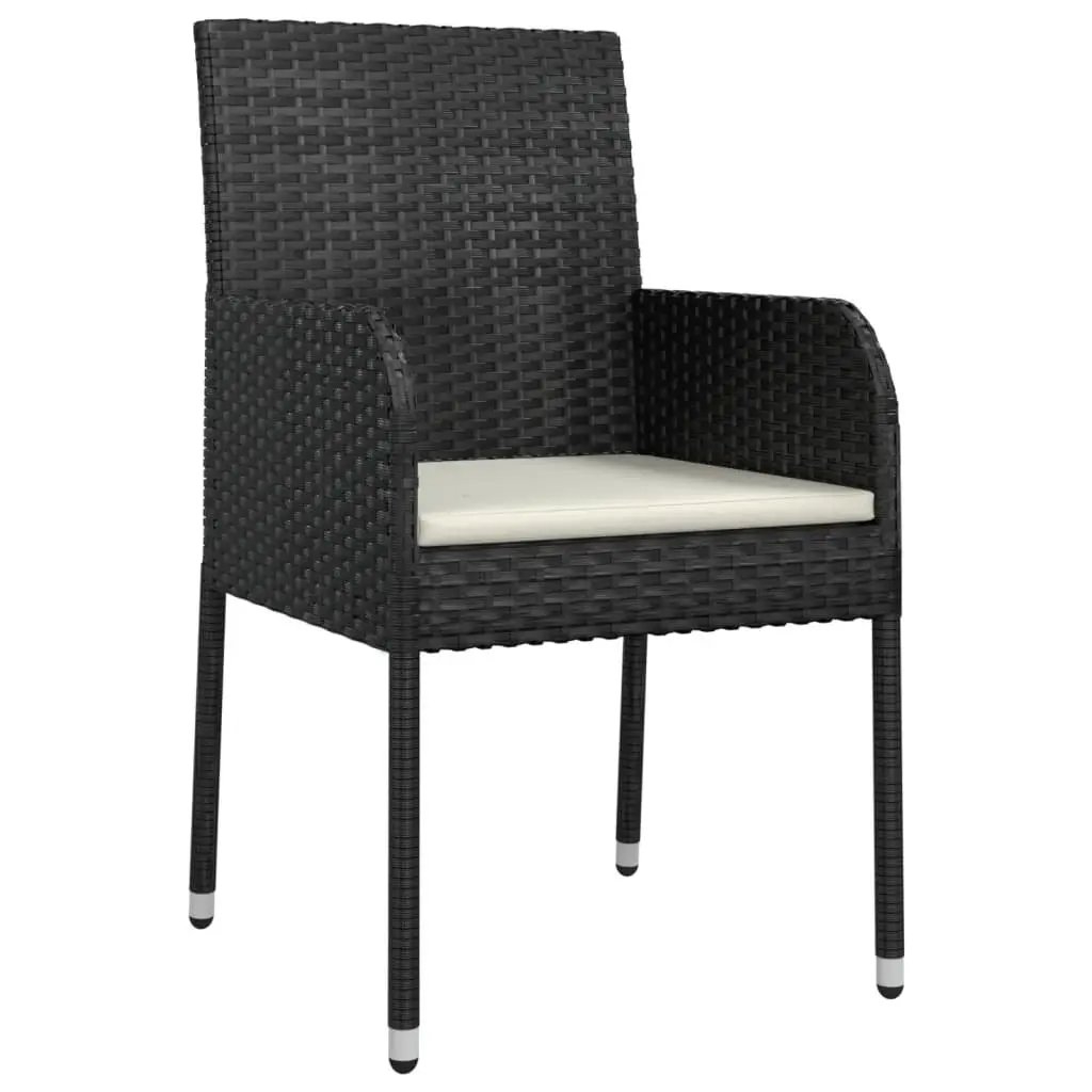 5 Piece Garden Dining Set Outdoor Use Black Poly Rattan Chairs Table