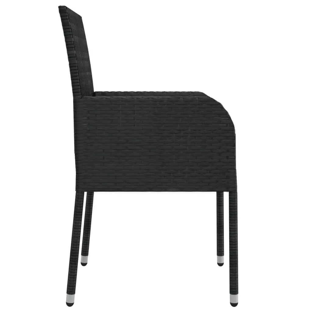 7 Piece Outdoor Garden Dining Set with Cushions Black Rattan