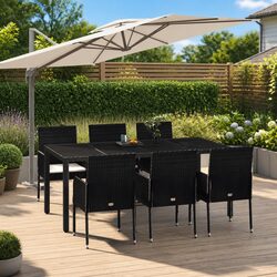 Specifications of 7 Piece Black Rattan Outdoor Dining Set