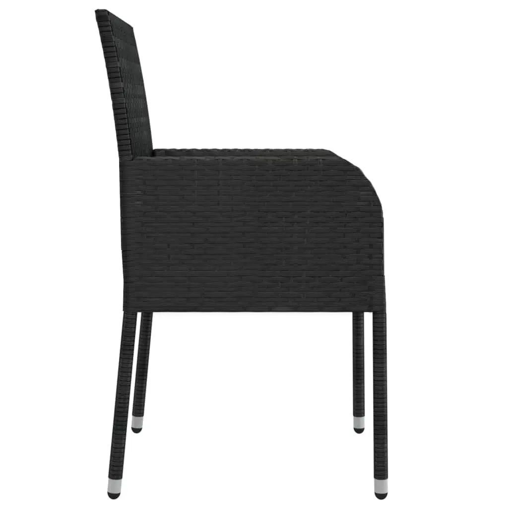 9 Piece Black Rattan Outdoor Dining Set with Cushions for Garden Use