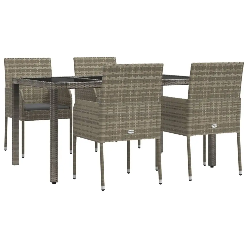 Garden Dining Set 5 Piece Outdoor Patio Furniture Grey Poly Rattan with Cushions