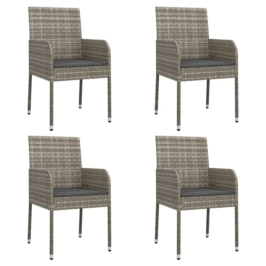Garden Dining Set 5 Piece Outdoor Patio Furniture Grey Poly Rattan with Cushions