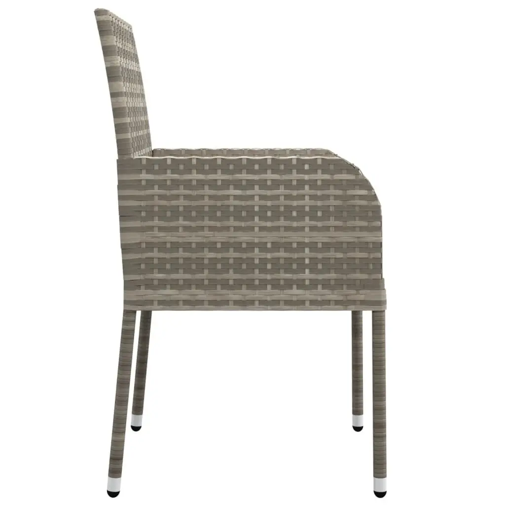 Garden Dining Set 5 Piece Outdoor Patio Furniture Grey Poly Rattan with Cushions