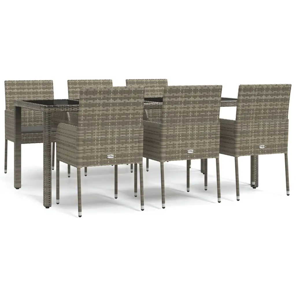 Garden Dining Set Outdoor Patio Furniture 7 Piece Grey Poly Rattan with Cushions