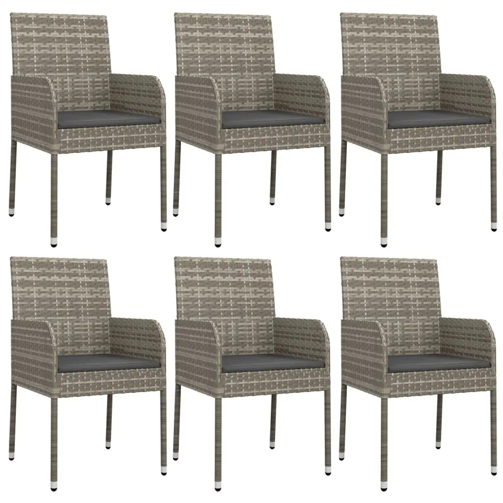 Garden Dining Set Outdoor Patio Furniture 7 Piece Grey Poly Rattan with Cushions