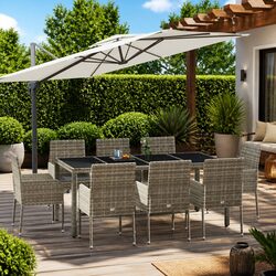 Specifications of a 9 Piece Grey Garden Dining Set