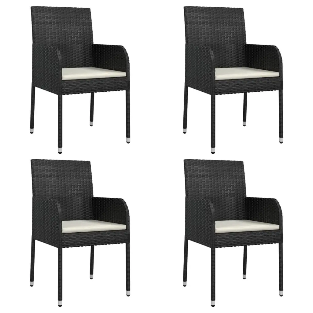Outdoor Garden Dining Set 5 Piece Black Poly Rattan Patio Furniture Chairs Table