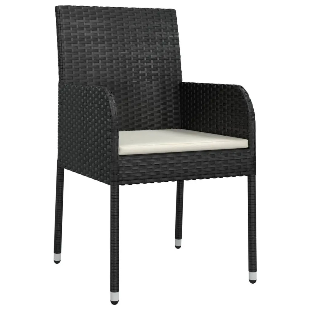 Outdoor Garden Dining Set 5 Piece Black Poly Rattan Patio Furniture Chairs Table