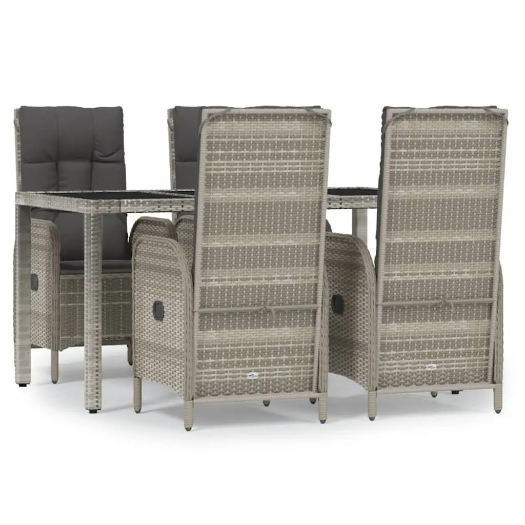 Outdoor Dining Set Garden 5 Piece Grey Poly Rattan Chairs Table