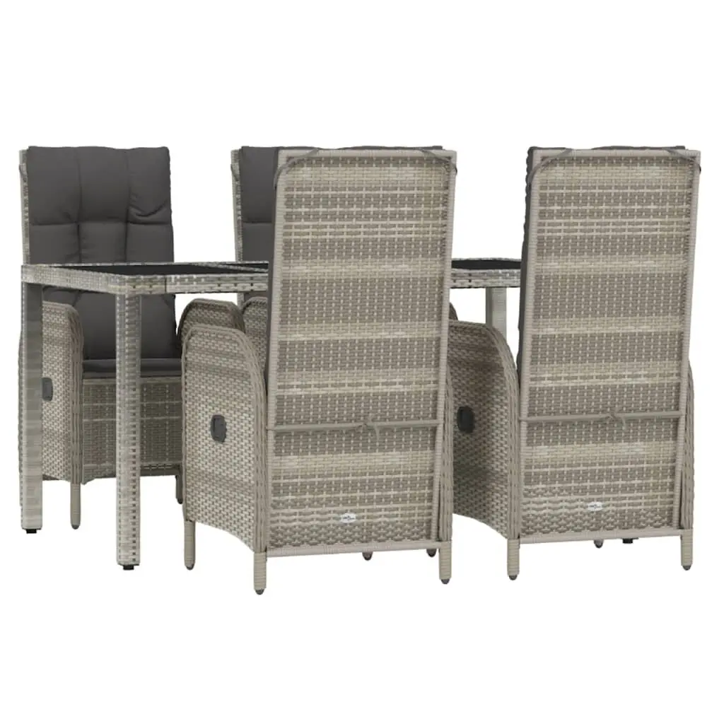 Outdoor Dining Set Garden 5 Piece Grey Poly Rattan Chairs Table
