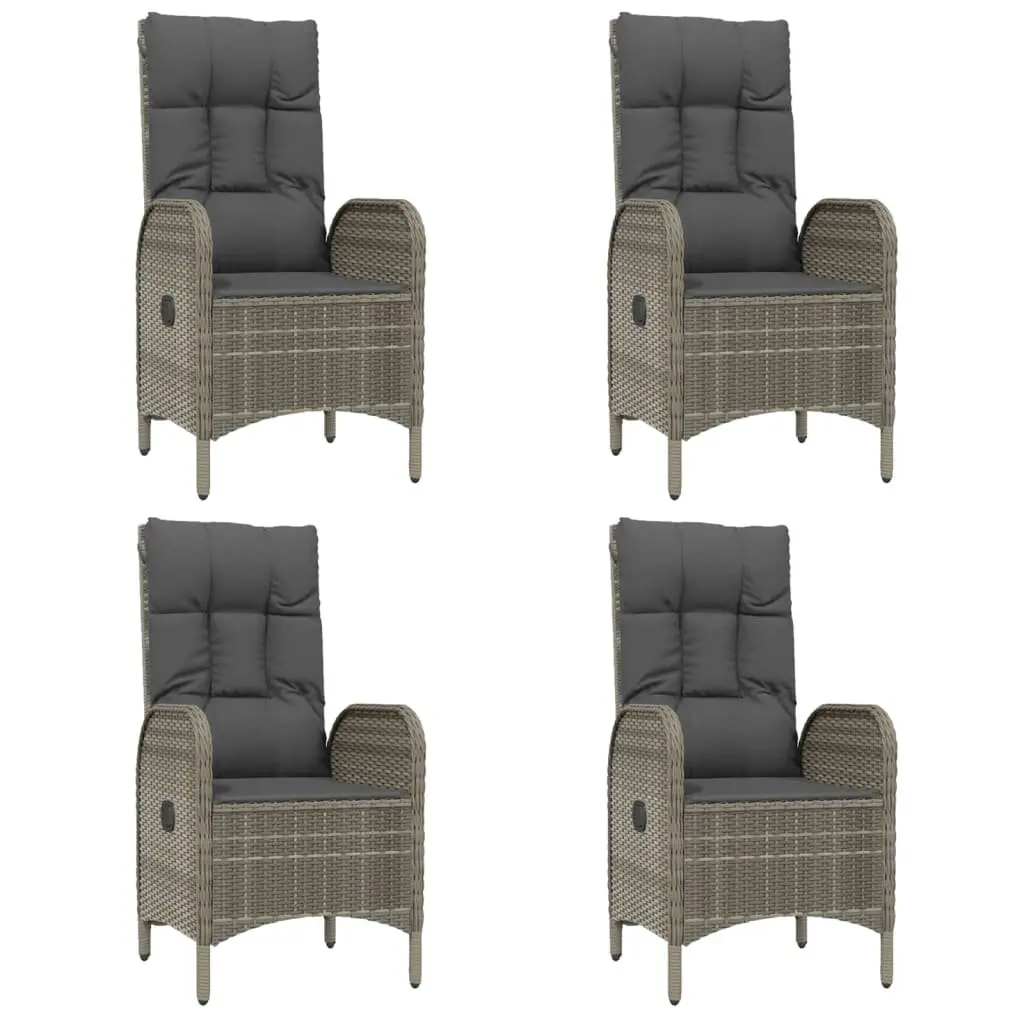 Outdoor Dining Set Garden 5 Piece Grey Poly Rattan Chairs Table