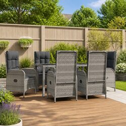 7 Piece Grey Poly Rattan Garden Dining Set Details