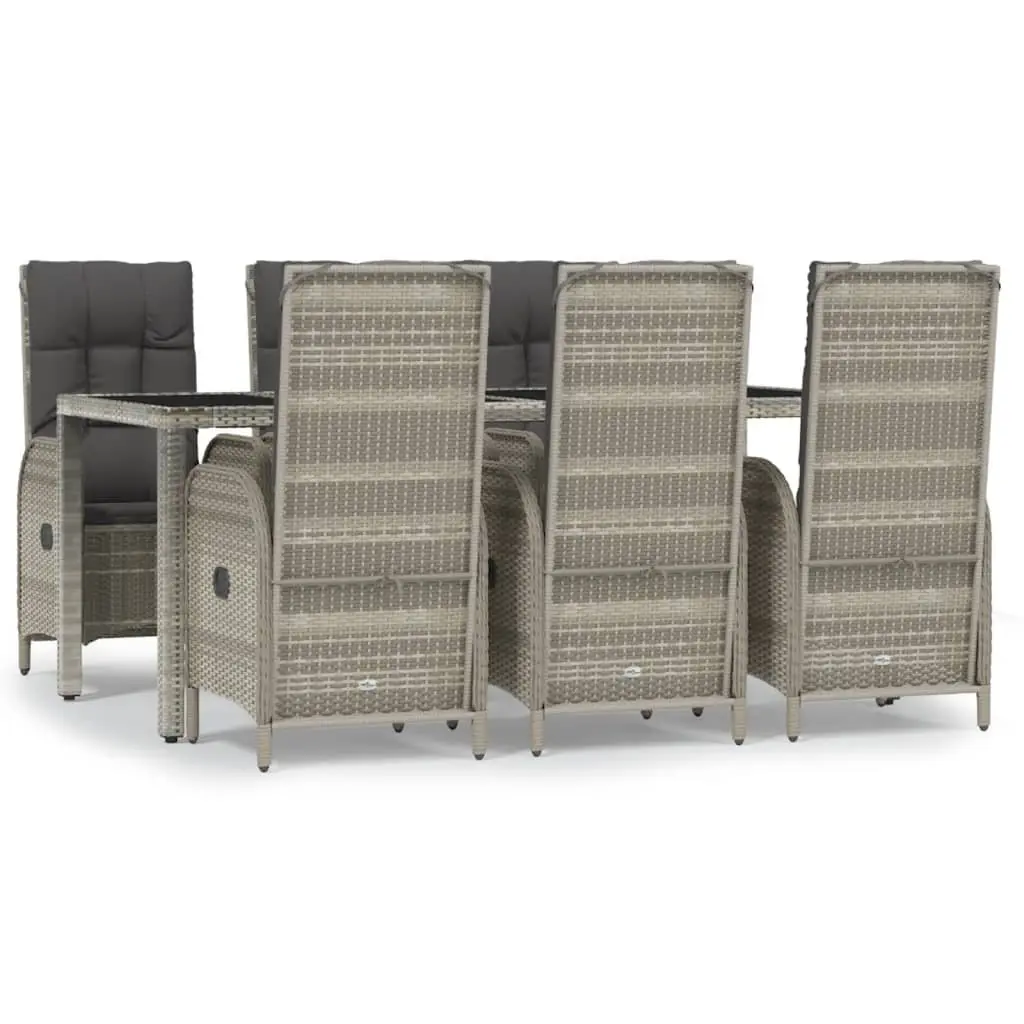 Garden Dining Set 7 Piece Outdoor Use Grey Rattan Chairs Table with Cushions
