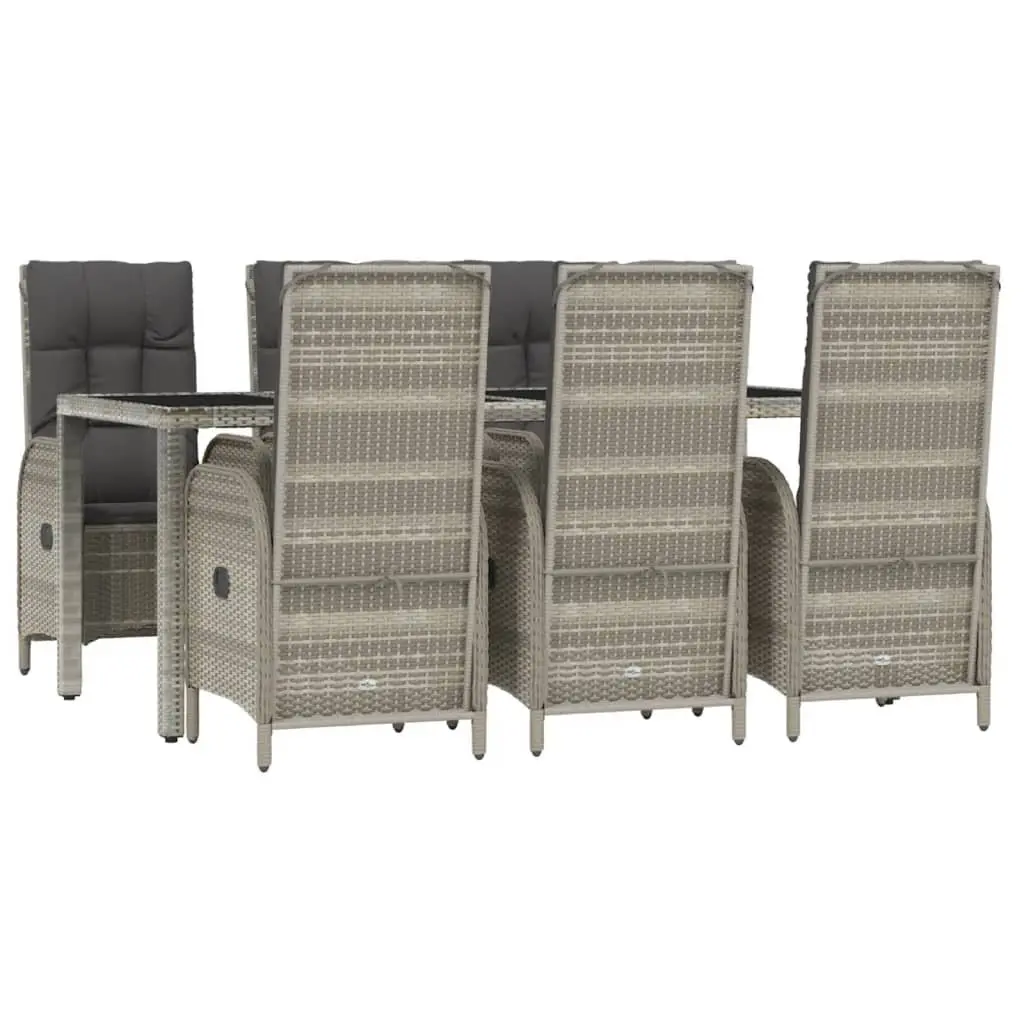 Garden Dining Set 7 Piece Outdoor Use Grey Rattan Chairs Table with Cushions