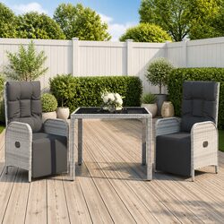 3-Piece Outdoor Dining Set: Grey Poly Rattan Specifications