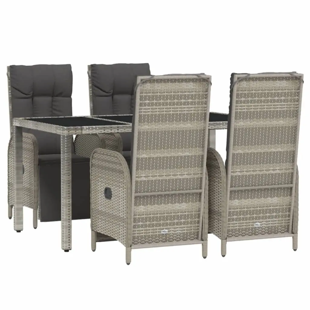 Garden Dining Set 5 Piece Grey Chairs Table with Cushions for Outdoor Use