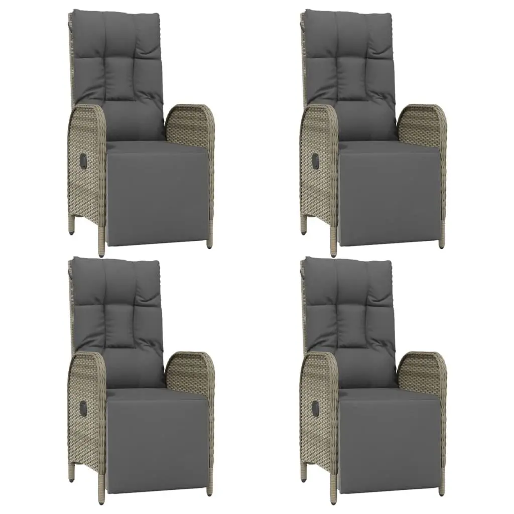 Garden Dining Set 5 Piece Grey Chairs Table with Cushions for Outdoor Use