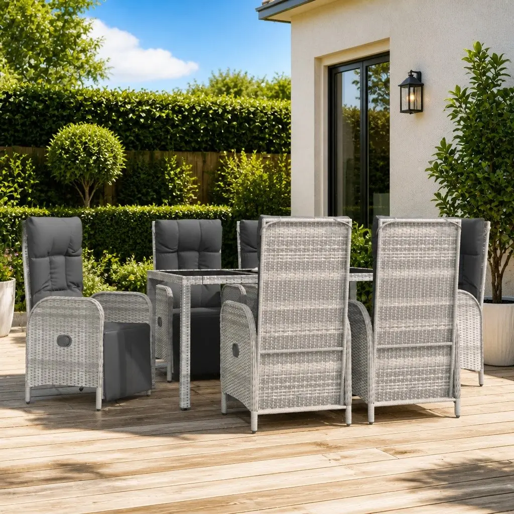 7-Piece Garden Dining Set in Grey