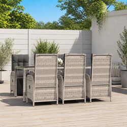 Specifications of 7 Piece Garden Dining Set: Grey Poly Rattan