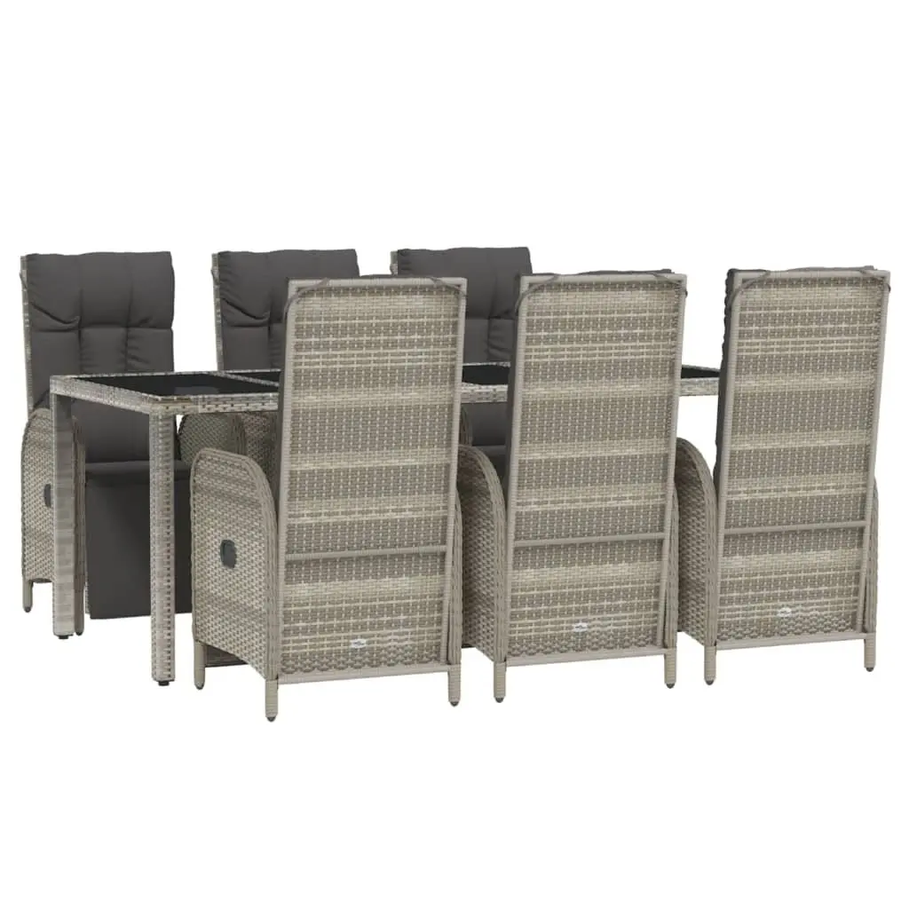 7 Piece Garden Dining Set Outdoor Use Grey Poly Rattan Furniture with Cushions