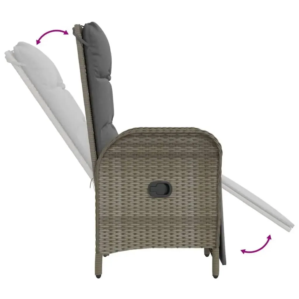 7 Piece Garden Dining Set Outdoor Use Grey Poly Rattan Furniture with Cushions