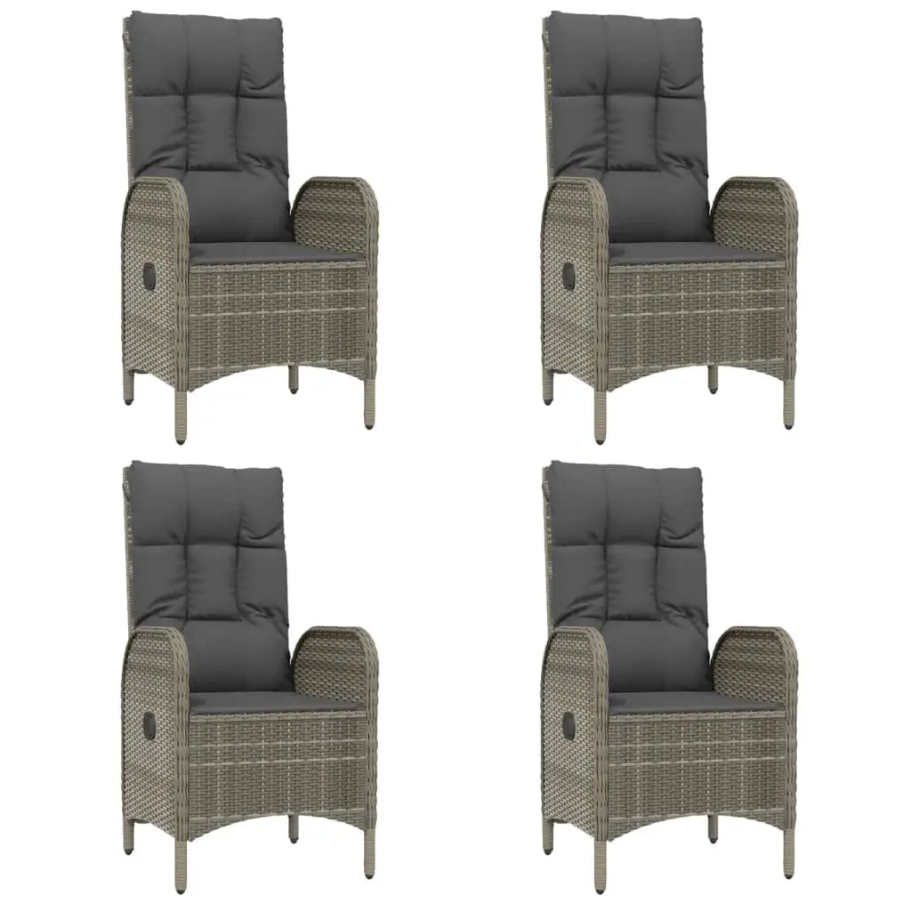 7 Piece Outdoor Garden Dining Set Grey Poly Rattan Furniture