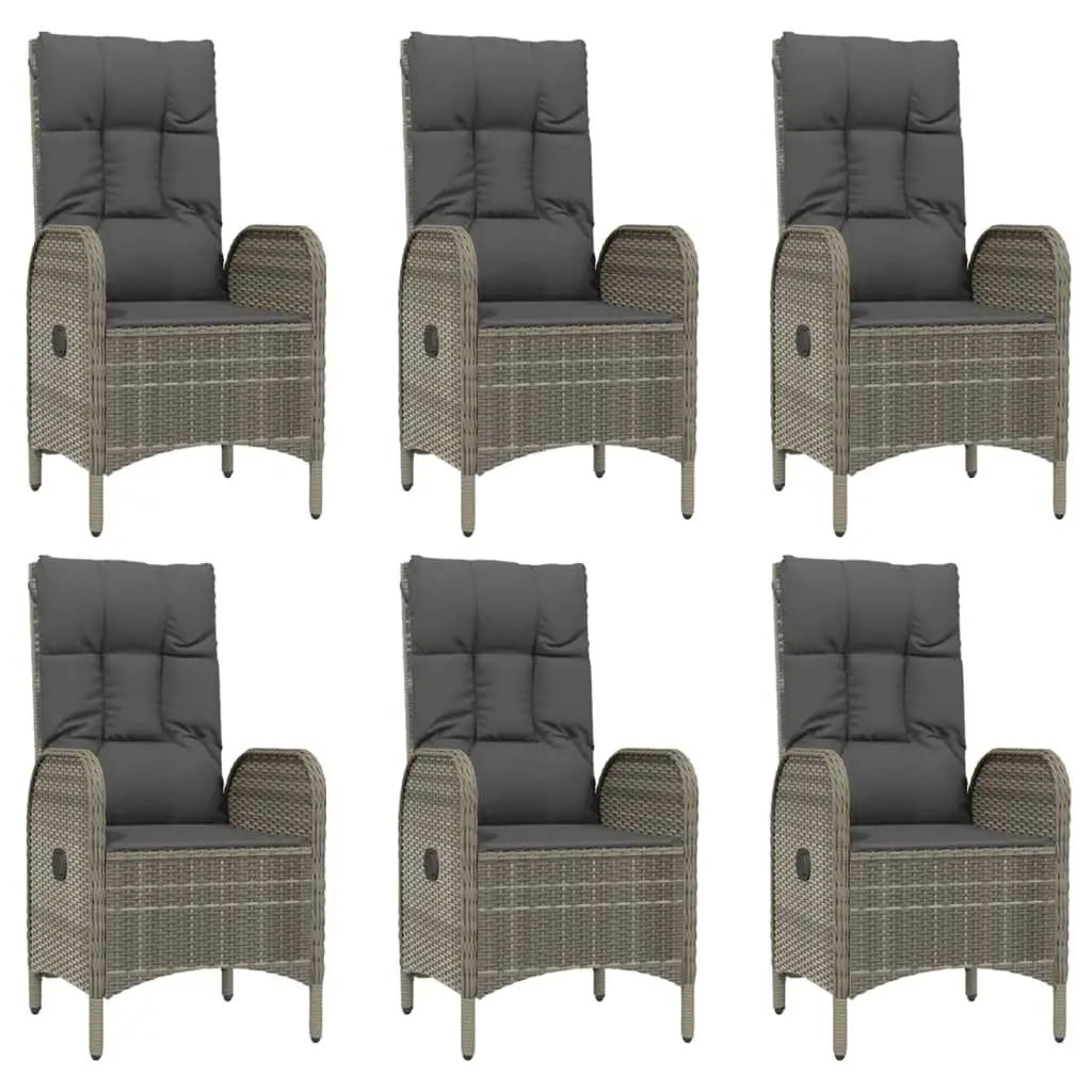 Garden Dining Set 9 Piece Grey Poly Rattan Outdoor Furniture with Cushions