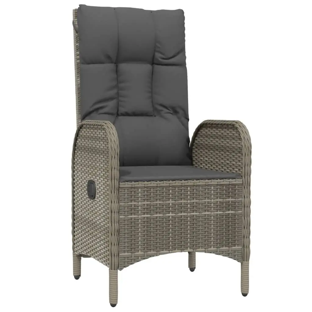 Garden Dining Set 9 Piece Grey Poly Rattan Outdoor Furniture with Cushions