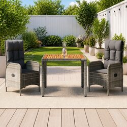 3-Piece Garden Dining Set: Rattan Chairs & Table