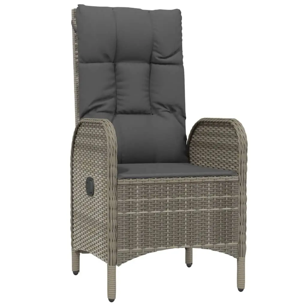 Outdoor Garden Dining Set 7 Piece Grey Poly Rattan Chairs Table Cushions