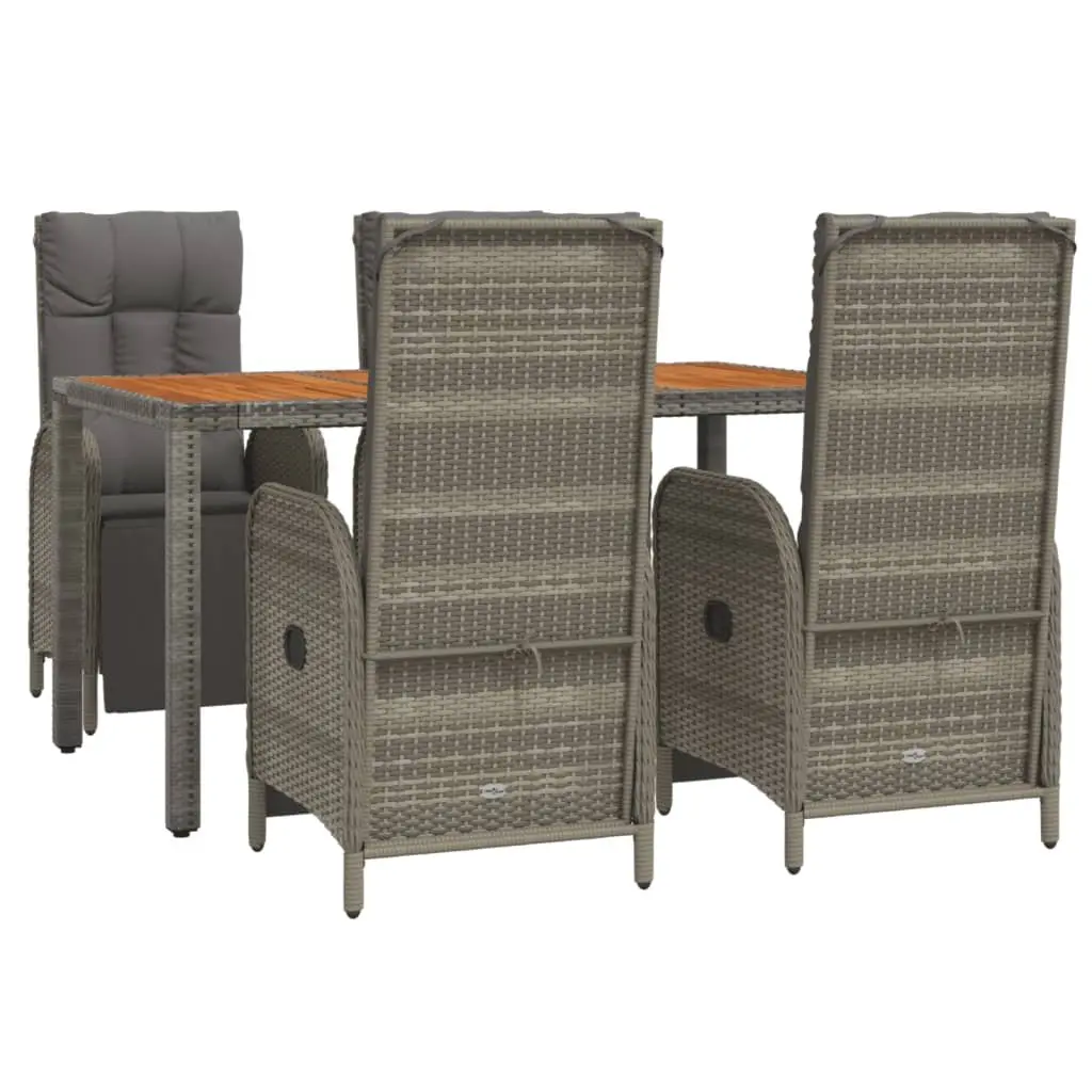 Garden Dining Set Outdoor Furniture 5 Piece Grey Poly Rattan Cushioned Chairs