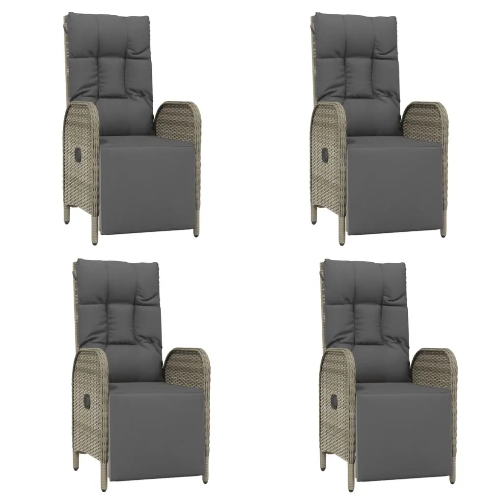 Garden Dining Set Outdoor Furniture 5 Piece Grey Poly Rattan Cushioned Chairs