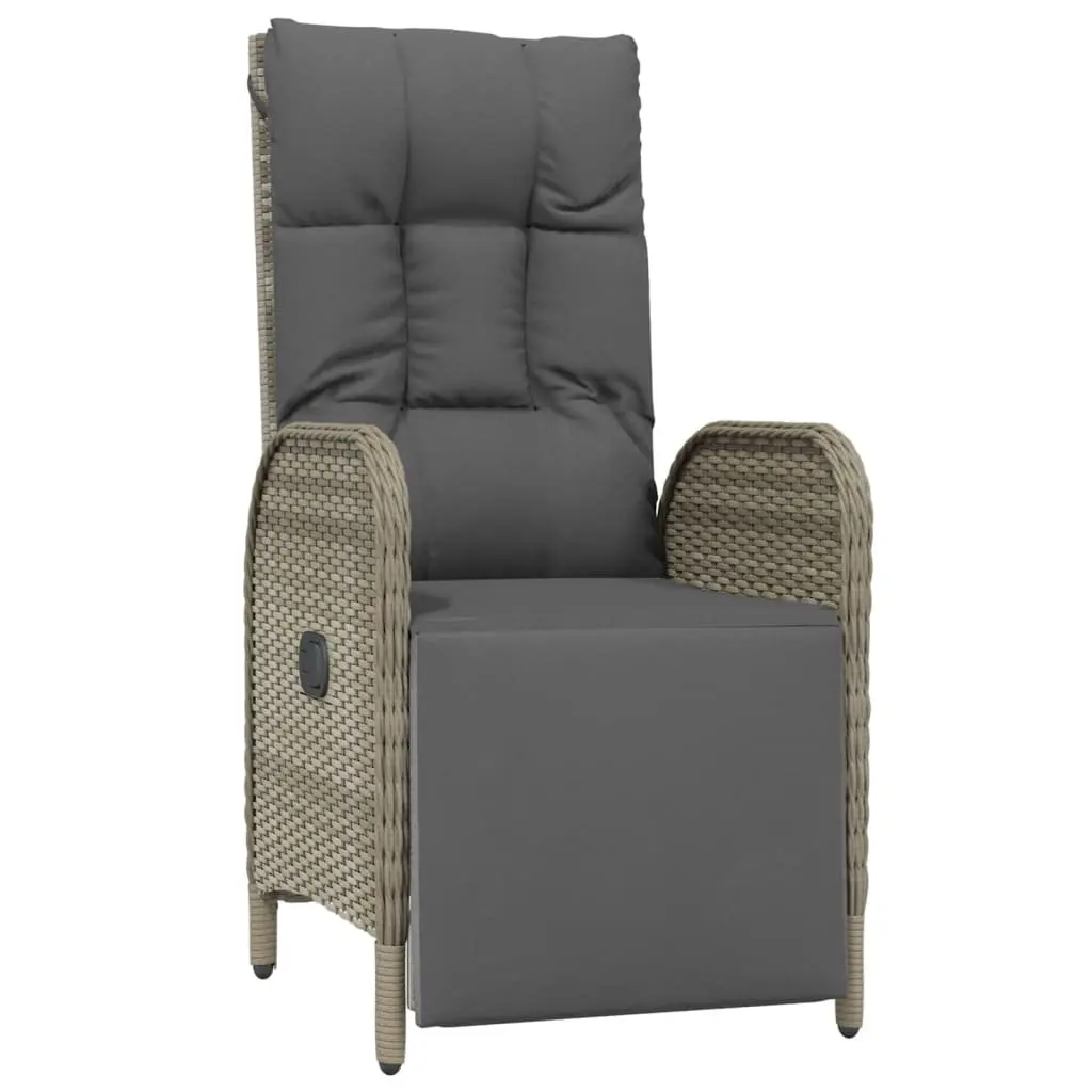 Outdoor Dining Set Garden Use 7 Piece Grey Poly Rattan Chairs Table with Cushions