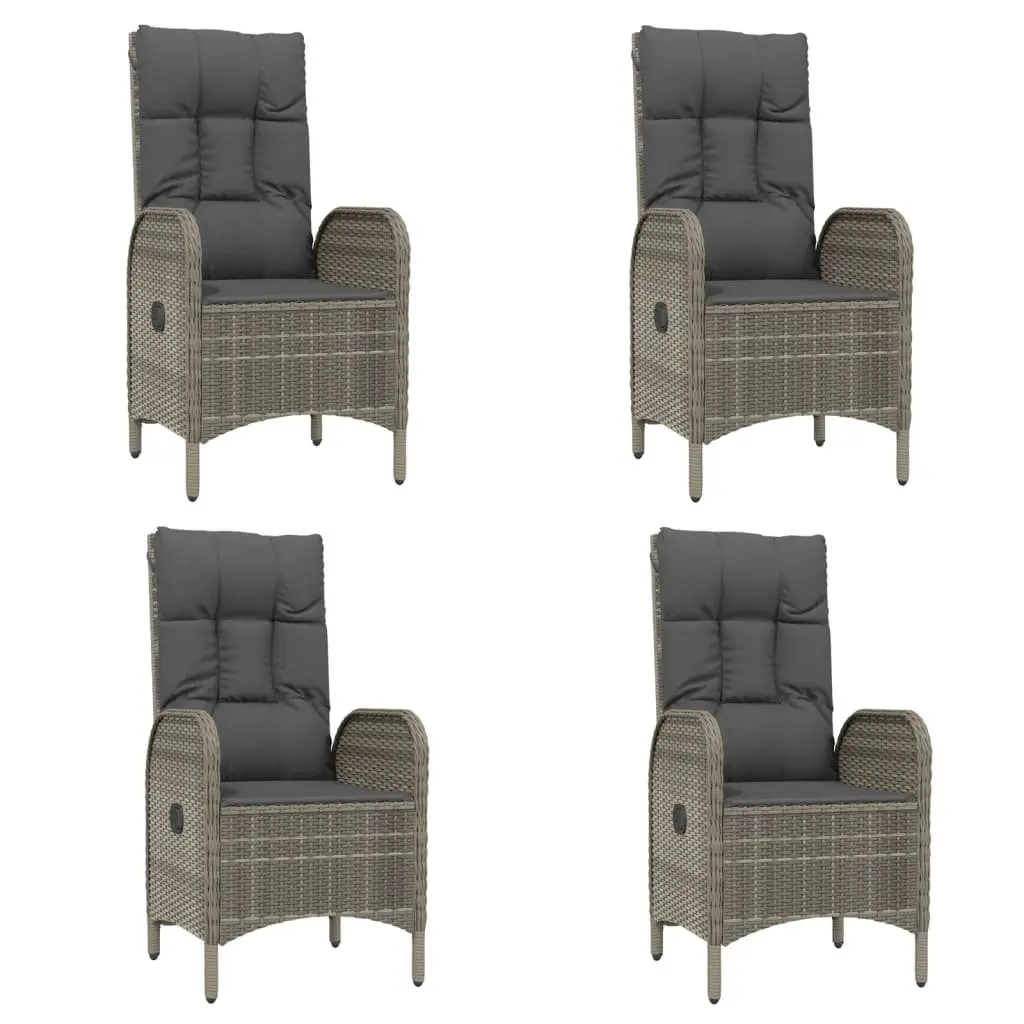 7 Piece Patio Dining Set Garden Chairs Adjustable Backrest Table Cushions Grey Rattan