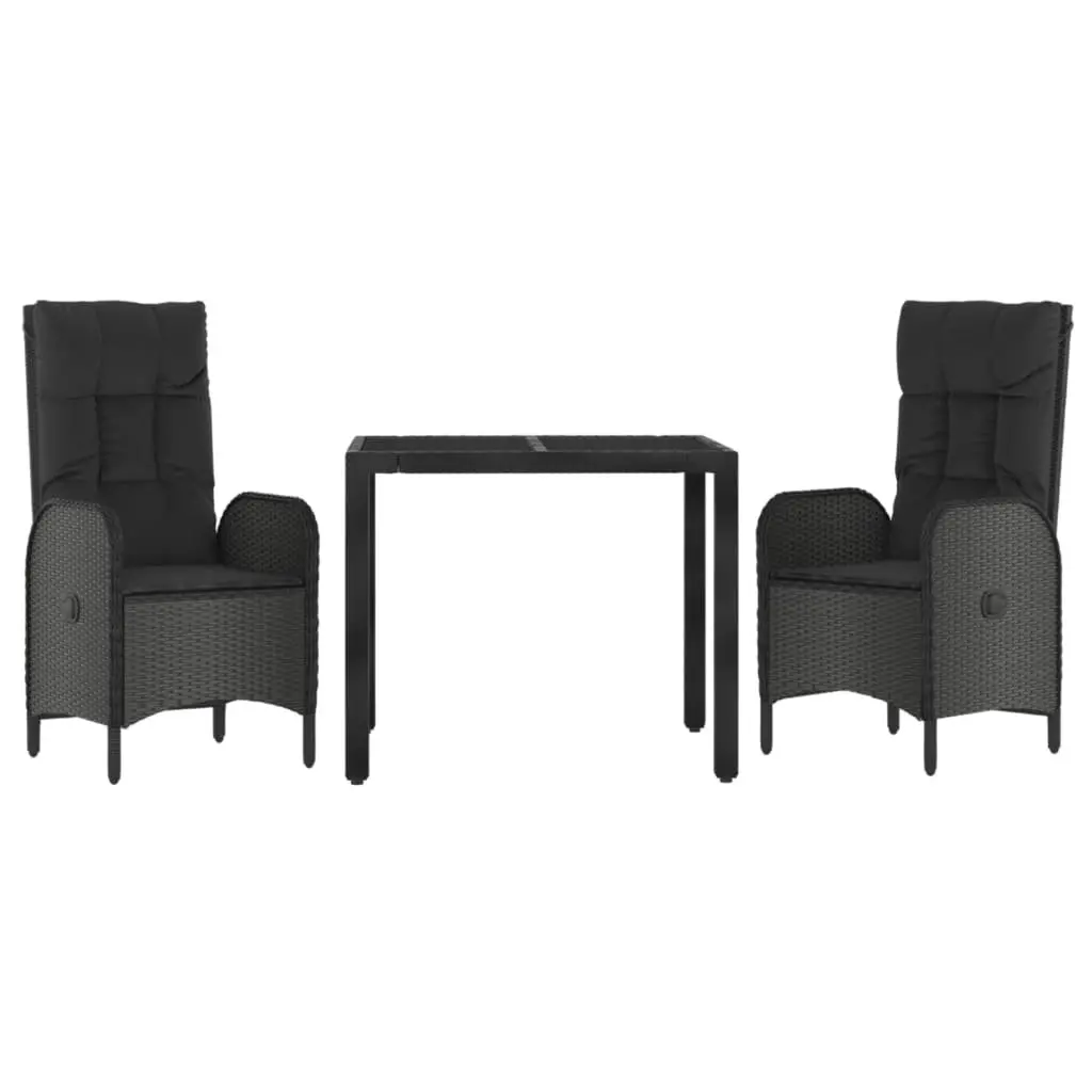 3-Piece Garden Dining Set in Black