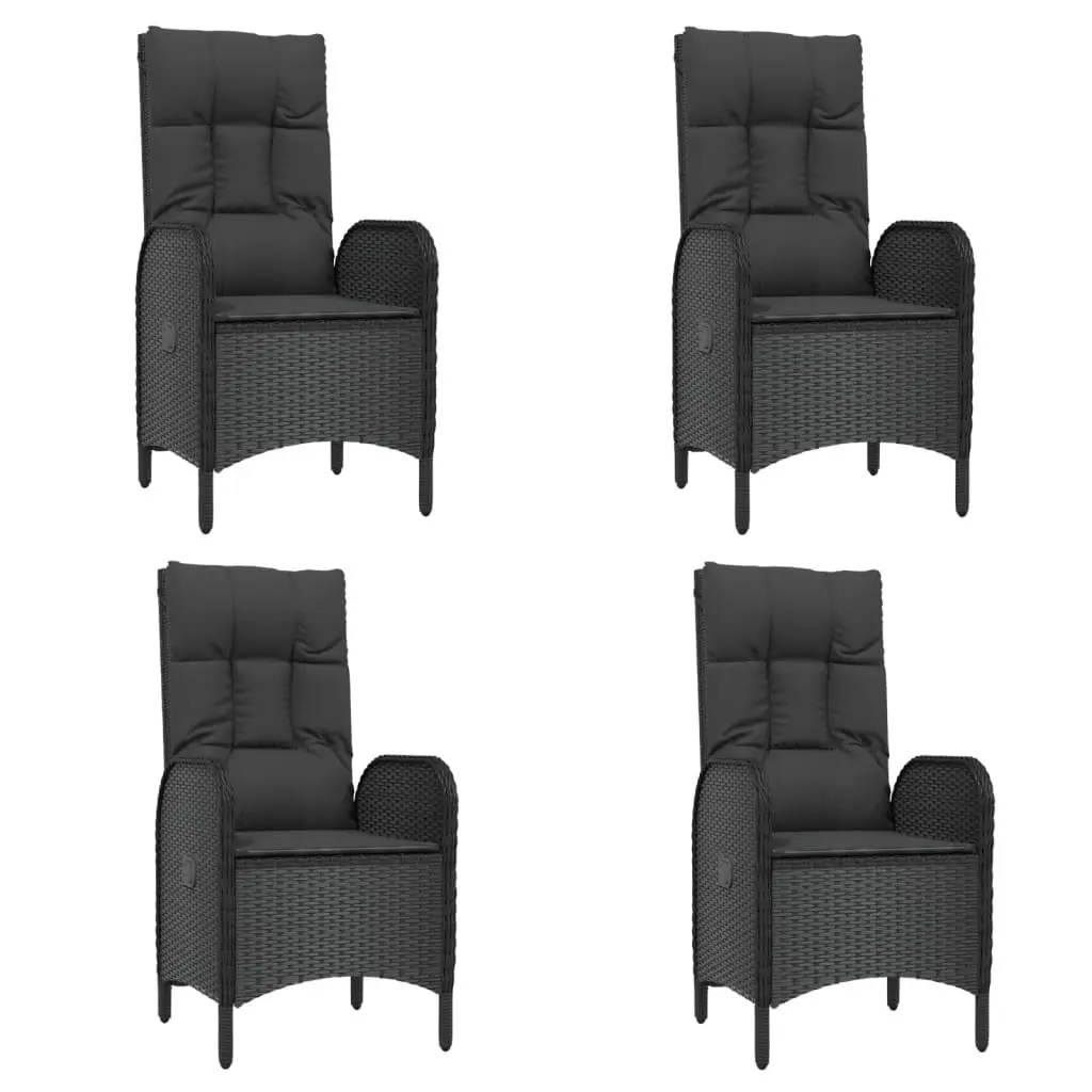 Garden Dining Set Outdoor Furniture 5 Piece Black Poly Rattan Chairs Table