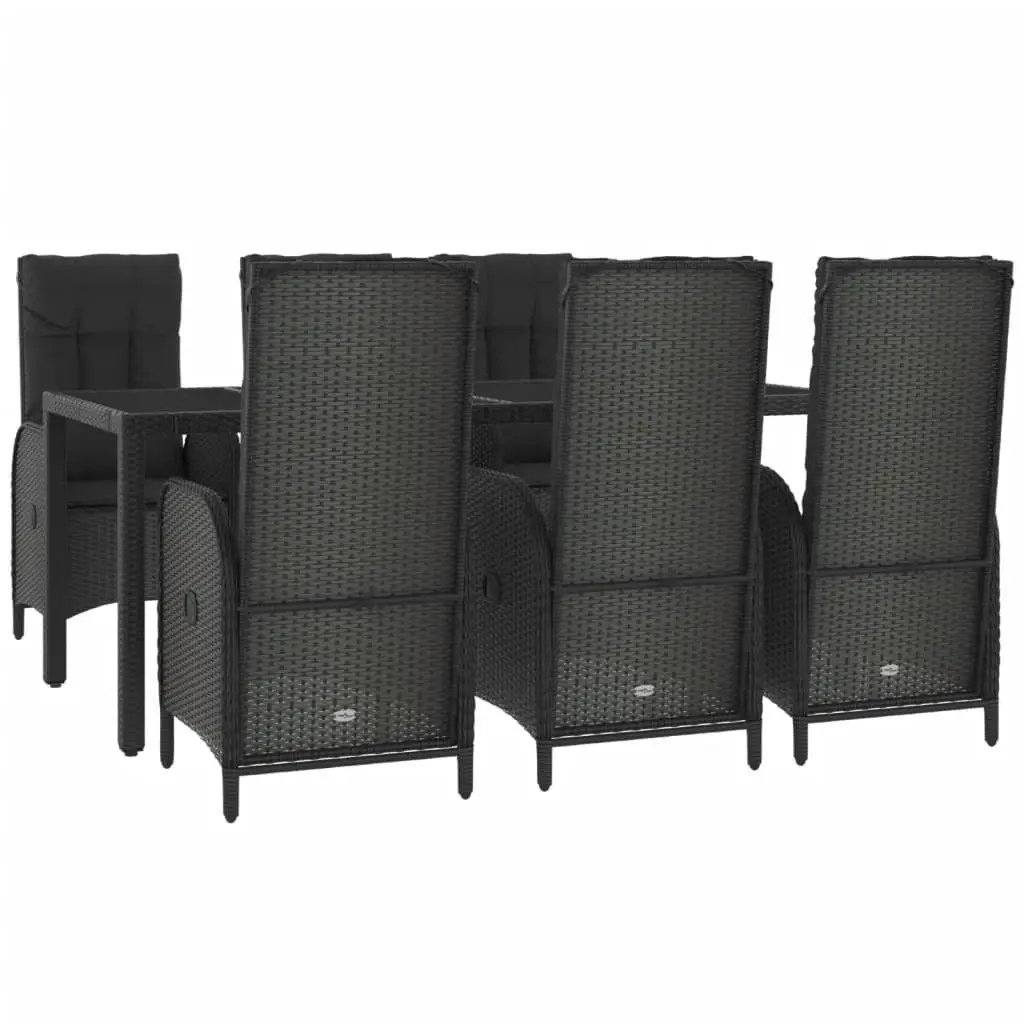 Garden Dining Set 7 Piece Outdoor Furniture Poly Rattan Black Grey