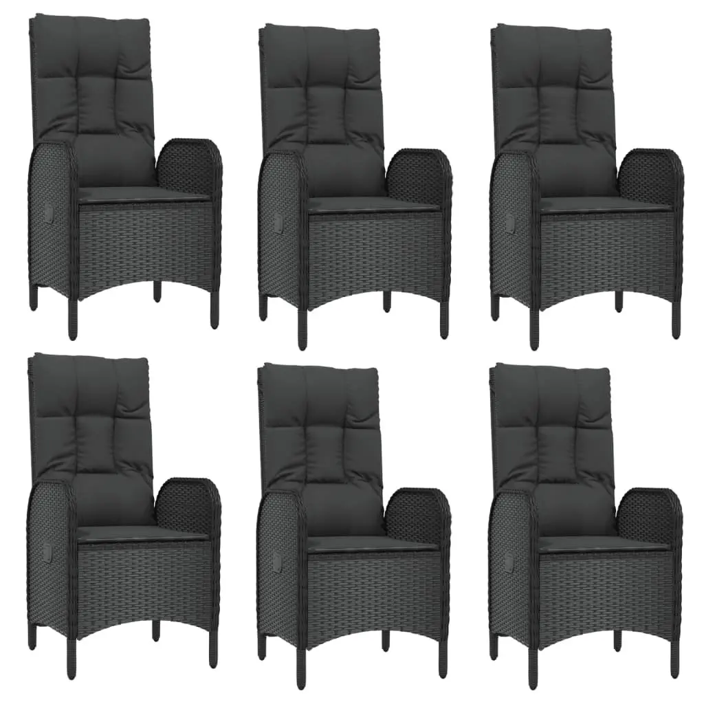 Garden Dining Set 7 Piece Outdoor Furniture Poly Rattan Black Grey