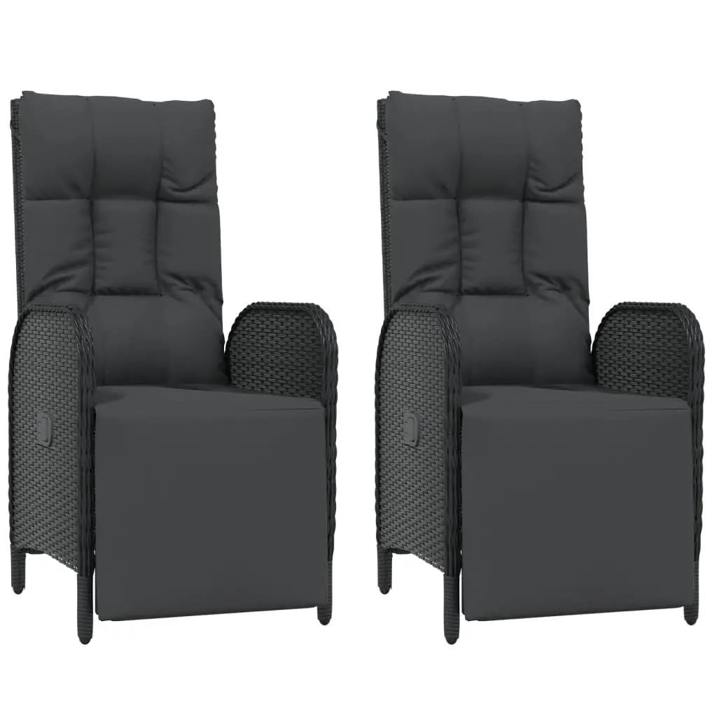 3 Piece Black Garden Dining Set with Adjustable Chairs