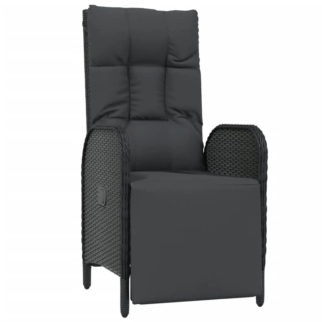 3 Piece Black Garden Dining Set with Adjustable Chairs