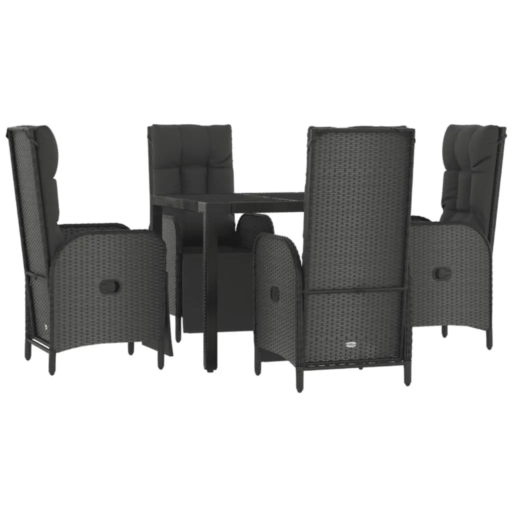 5 Piece Garden Dining Set Outdoor Use Black