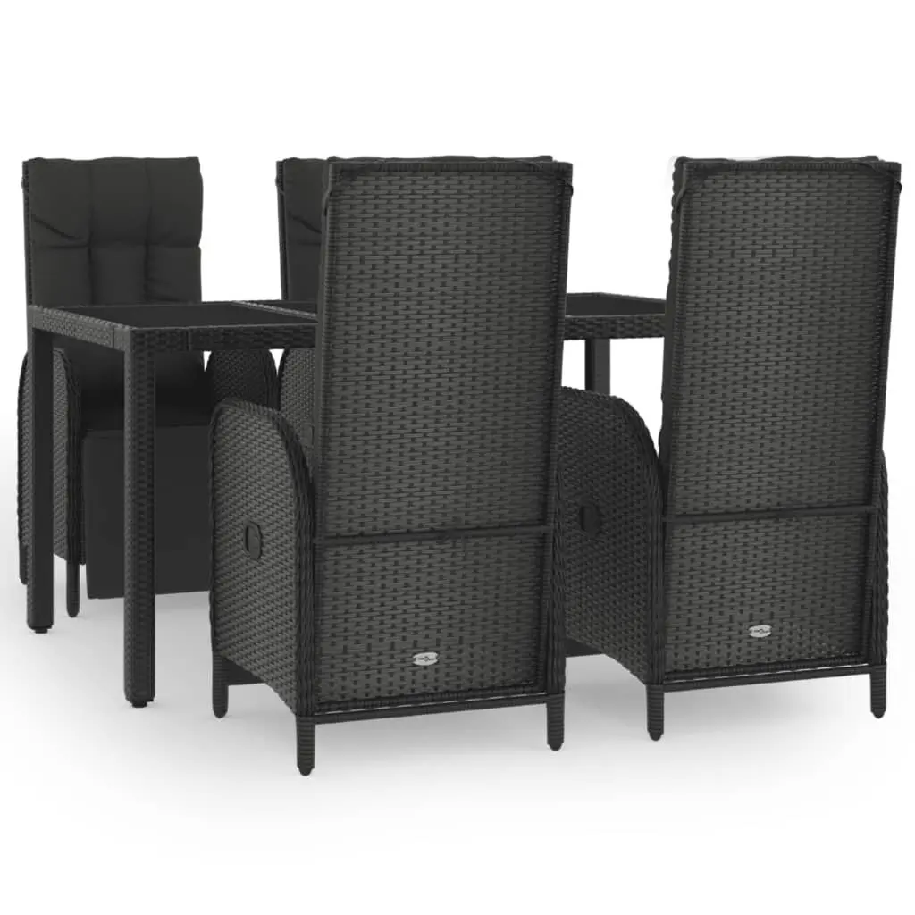 5 Piece Outdoor Dining Set Garden Furniture Poly Rattan Chairs Table Cushions