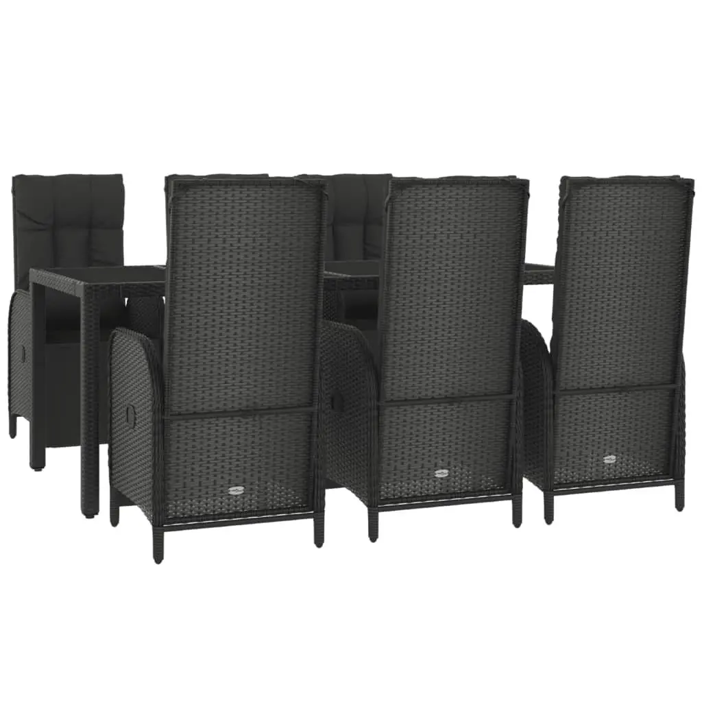 Garden Dining Set 7 Piece Outdoor Furniture Black Rattan Chairs Table