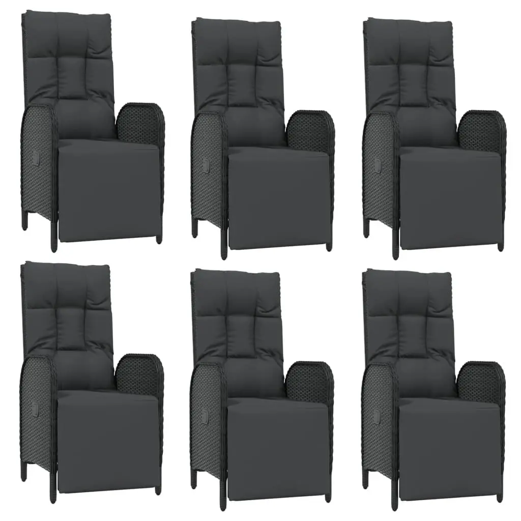 Garden Dining Set 7 Piece Outdoor Furniture Black Rattan Chairs Table