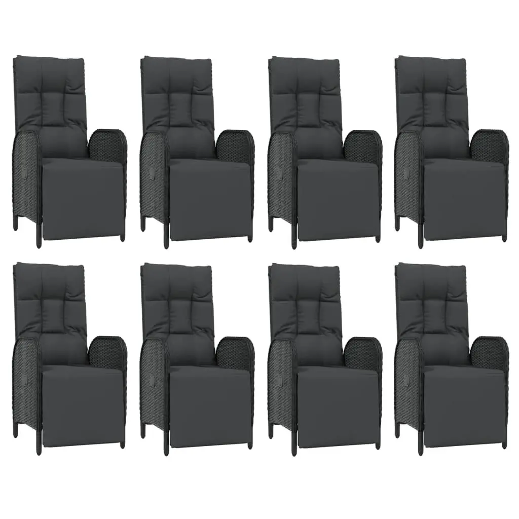 Outdoor Garden Dining Set 9 Piece Black Poly Rattan Furniture