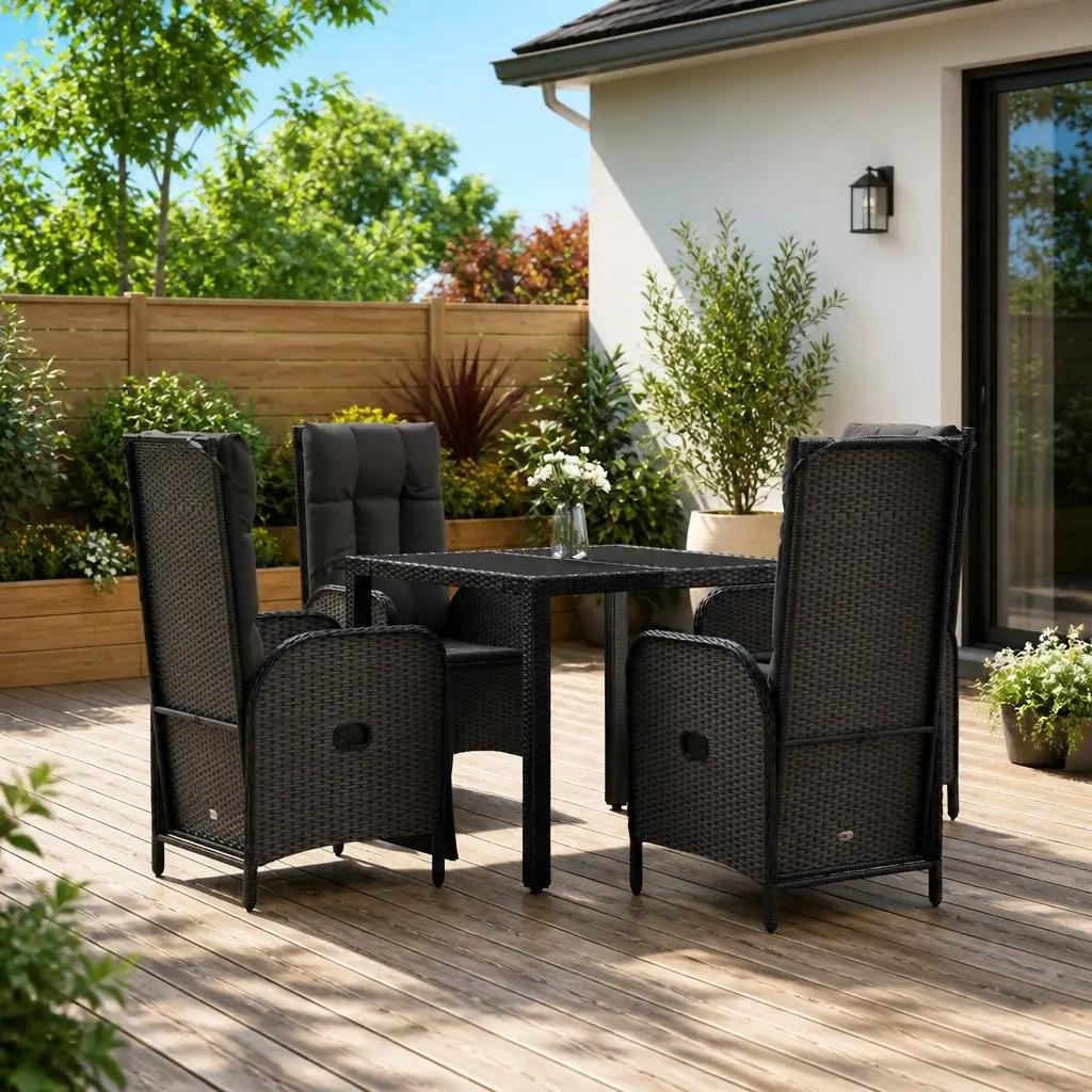 Black 5-Piece Garden Dining Set